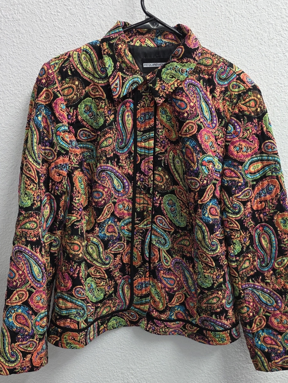 Requirements Quilted Paisley Jacket Black Multicolor Snap Front